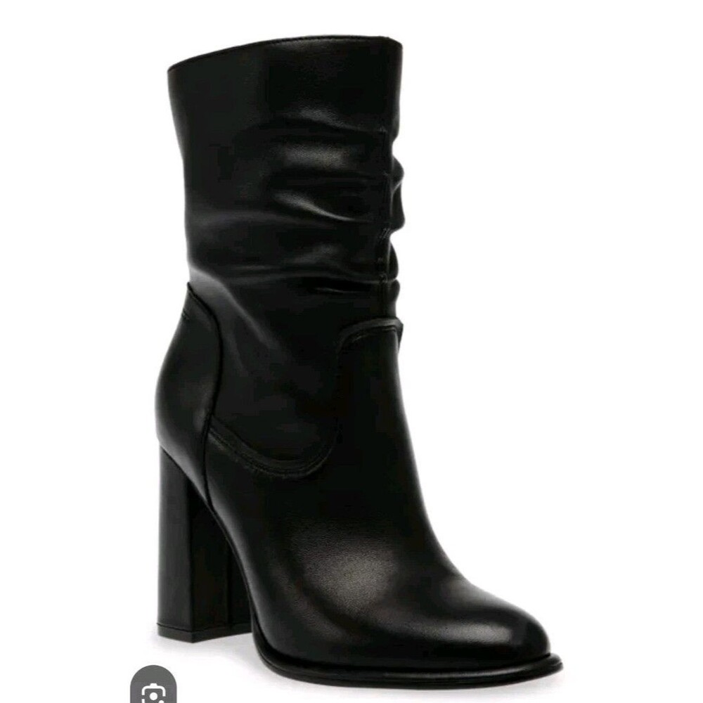 NEW Steve Madden Vector Leather Black Boots Women 9 Slouchy Mid calf MSRP $175